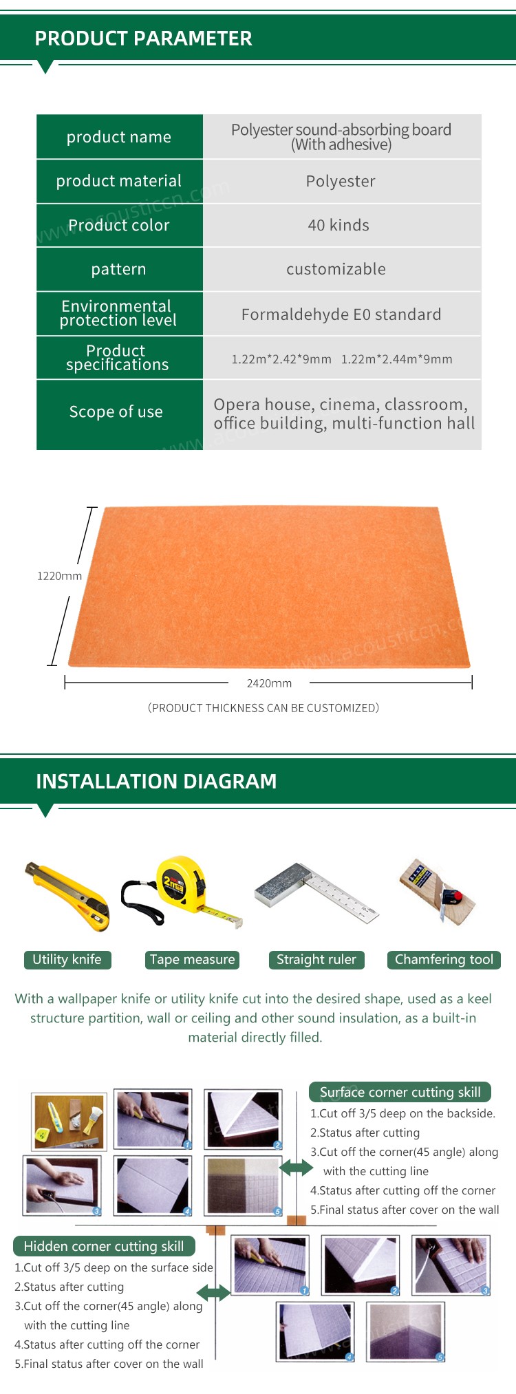 With Adhesive Polyester Fiber Acoustic Panel-5