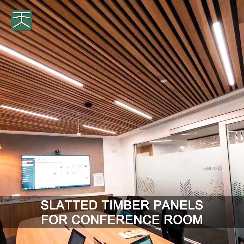 Slatted Timber Panels For Conference Room-1