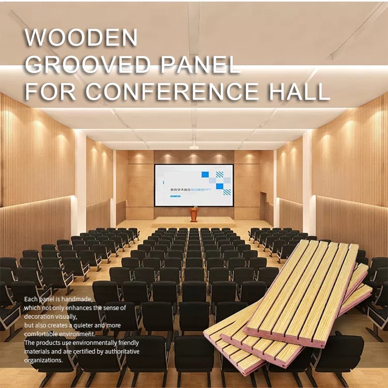 Wooden Grooved Panel For Conference Hall-1